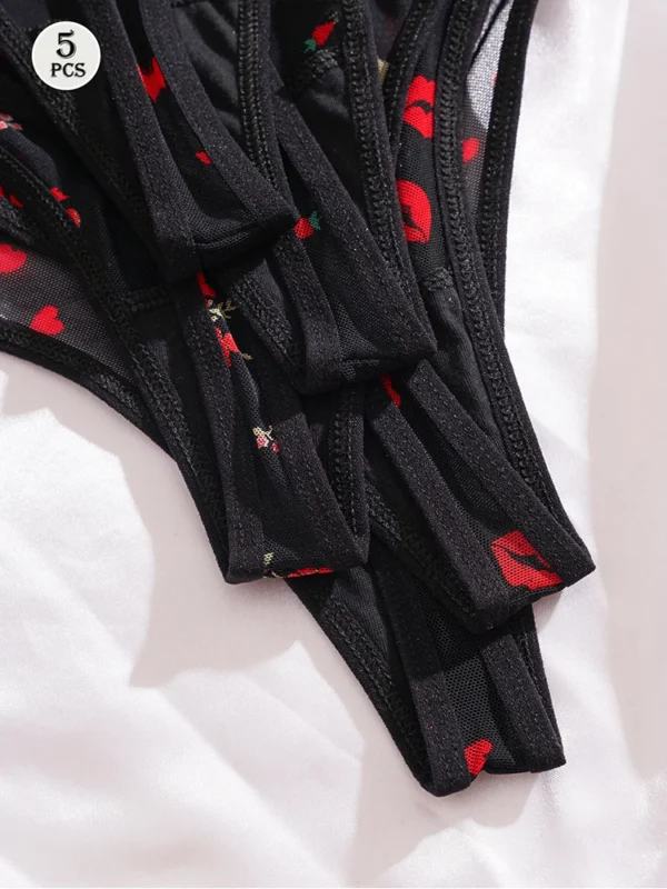 5pcs/pack Print Design Sexy Women thongs Breathable Comfortable Lady g-string Underwear Elegant Sexy Lingerie Fashion New Panty - Image 6