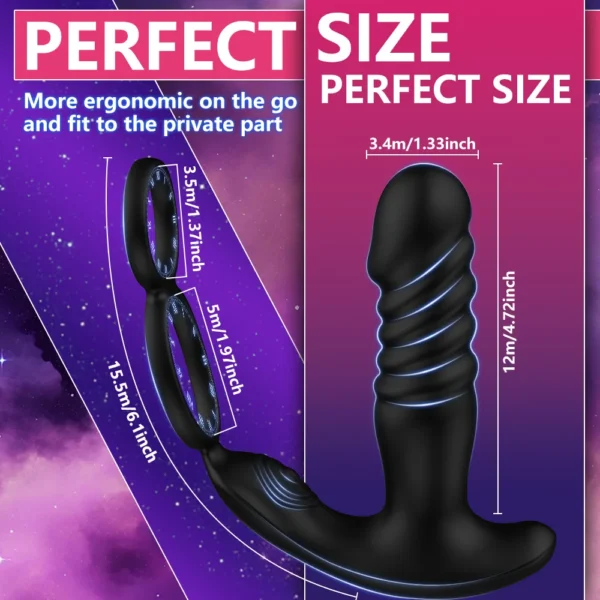 Prostate Massager for Men Male Thrusting Vibrator with APP Control Delayed Ejaculation Double Cork Ring Butt Plug Adult Sex Toy - Image 4