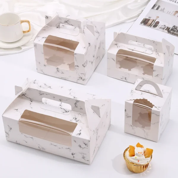 Get 10/20pcs Paper Cup Cake Box 1/2/4/6 holes Transparent Window Muffin Box White Cardboard Portable Baking Packaging Box - Image 3