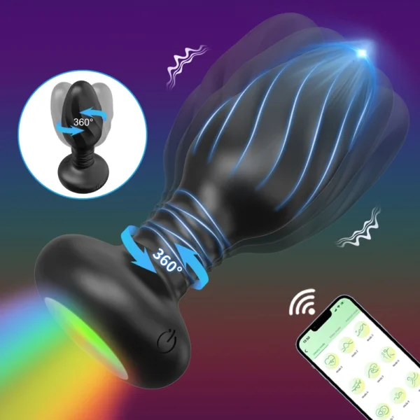 APP Control Rotation Butt Plug for Men Women Wiggle Anal Vibrator Gay Anal Plug with LED Adult Sex Toy for Couples Sex Supplies - Image 1