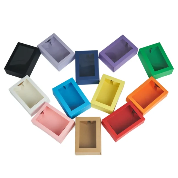 Get Transparent Window Gift Box 10pcs Candy Makeup Jewelry Storage Colorful Box Macaron Dessert Packaging Box - Image 5