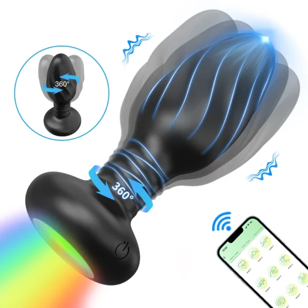kf-S36a76316421e4e65b1b3e67ed1df3da0h APP Control Rotation Vibrating Butt Plug for Men Women Wiggle Anal Vibrator Gay Anal Plug with LED Adult Sex Toy for Couples - Image 1
