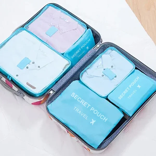 6 Pcs/Set Pink/Blue/Grey Travel Storage Bag Large Capacity Waterproof Luggage Clothing Underwear Storage Bag Bag With Zipper - Image 5