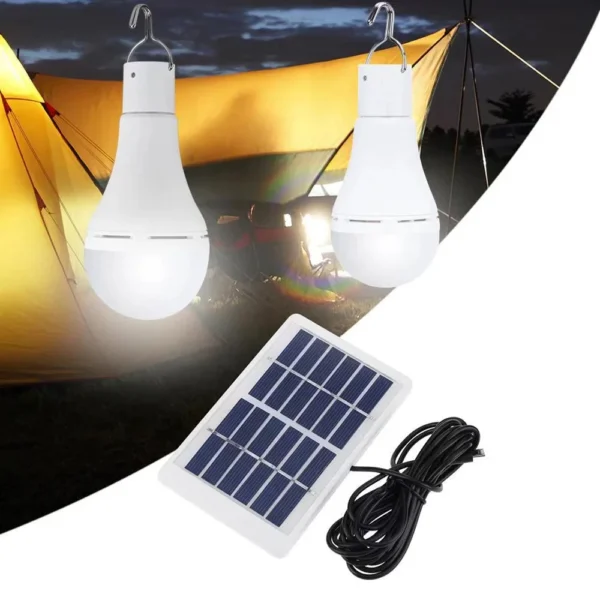 LED Solar Bulb Light Waterproof Outdoor 5V USB Charged Hanging Emergency Sunlight Powered Lamp Portable Powerful Indoor House - Image 2