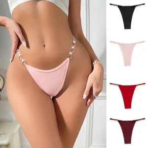 1pcs Women Sexy Thongs Low Rise Lady G-string Heart Decoration Erotic Intimate Lingerie T-Back New Fashion Cotton Crotch Panties