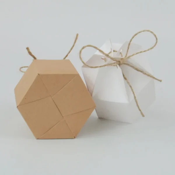 Get 50pcs Kraft Paper Package Cardboard Box Lantern Hexagon Candy Box Favor And Gift Wedding Christmas Valentine's Party Supplies - Image 3