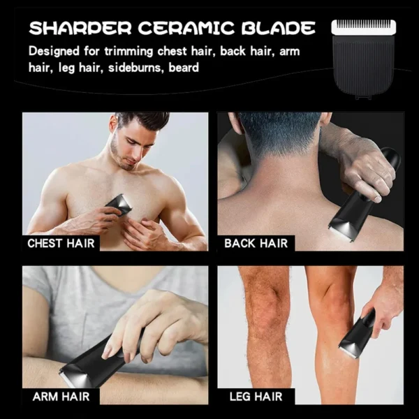 Men'S Groin Body Hair Trimmer, Electric Ball Trimmer, Includes 2 Guard Attachments, Ceramic Blade Head, Wet And Dry Shaver - Image 2