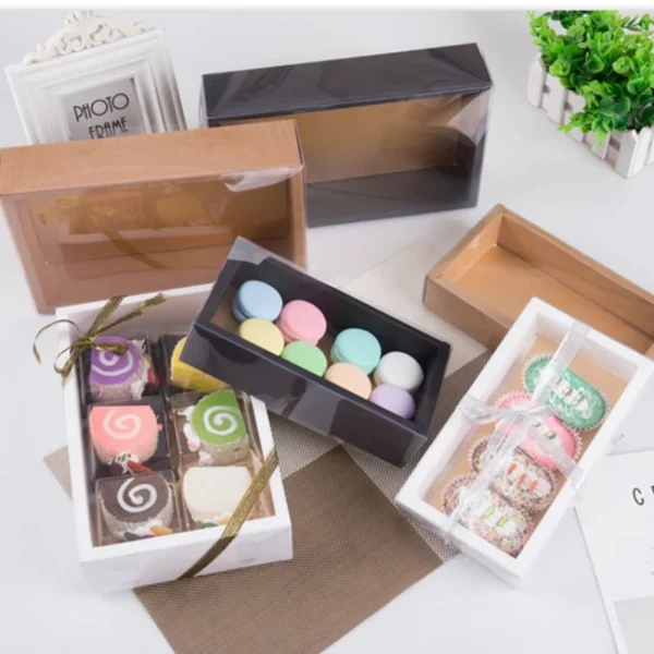 Get 10Pcs Good Kraft Paper Gift Packing Box Wedding Party Cookie Candy Cake Boxes With Clear PVC Window Delicate Drawer Display - Image 2