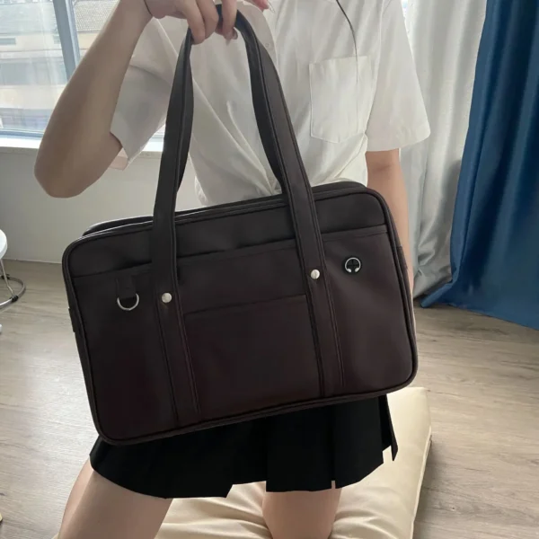 schoolbag PU leather japanese wide application japanese handbag large capacity waterproof - Image 6