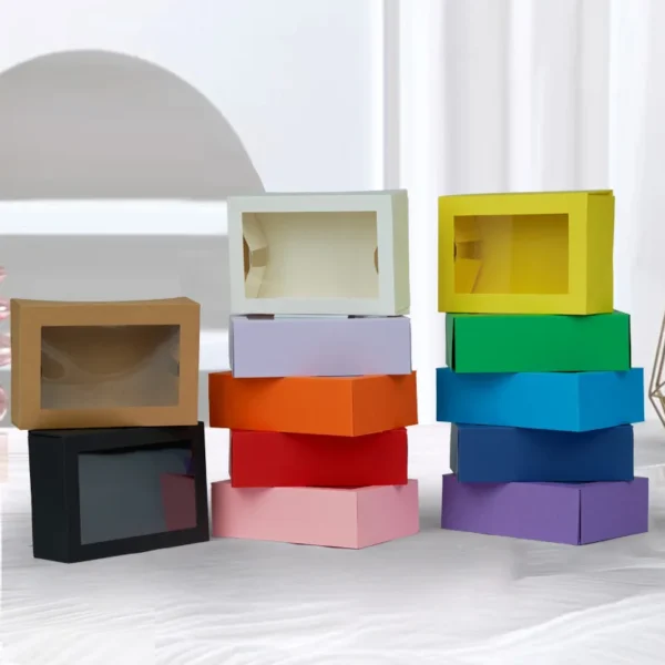 Get Transparent Window Gift Box 10pcs Candy Makeup Jewelry Storage Colorful Box Macaron Dessert Packaging Box - Image 4