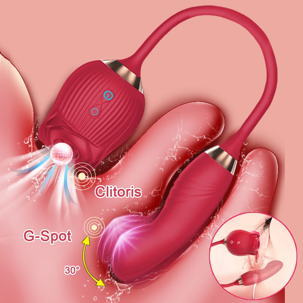 kf-S58cf5b3f5d9f4dda807a0c77d7531026x Rose-Sucking Vibrator for Women Swing Dildo Clit Sucker Nipple Clitoris Stimulation Vibrators Female Sex Toys for Adults - Image 1