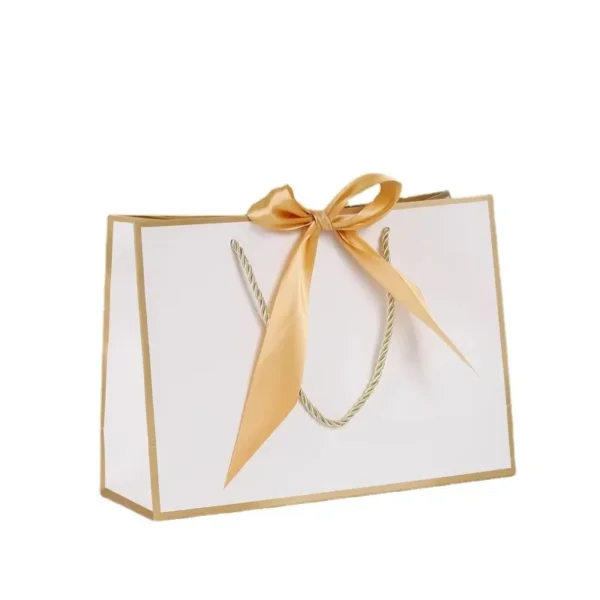 Get 100pcs Customized Gift Bags with Ribbon Luxury Personalized Paper Packaging Bags for Wedding Custom Logo Shopping Bags - Image 6