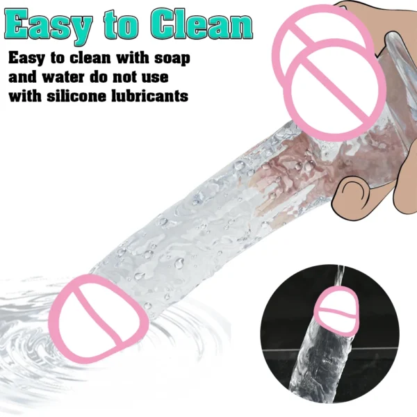 Soft Jelly Dildo Different Sizes Transparent Realistic Fake Dick Penis with Suction Cup G Spot Vagina Massage Sex Toy for Women - Image 5