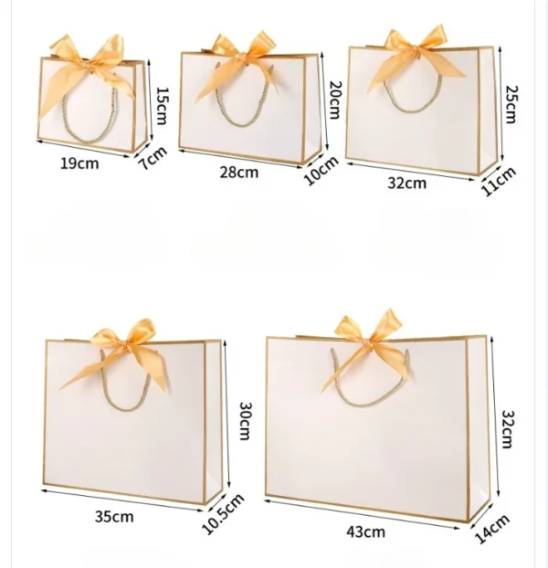 Get 100pcs Customized Gift Bags with Ribbon Luxury Personalized Paper Packaging Bags for Wedding Custom Logo Shopping Bags - Image 2