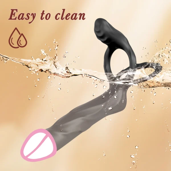 Double Penetration Vibrator for Men with Vibrating Cock Ring Strap on Penis Vagina Massage G Spot Dildo Sex Toys for Couples 18+ - Image 3