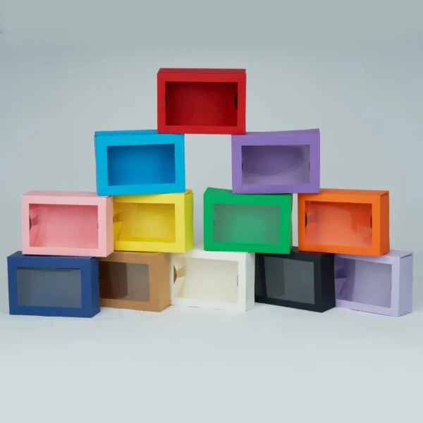 Get Transparent Window Gift Box 10pcs Candy Makeup Jewelry Storage Colorful Box Macaron Dessert Packaging Box - Image 2