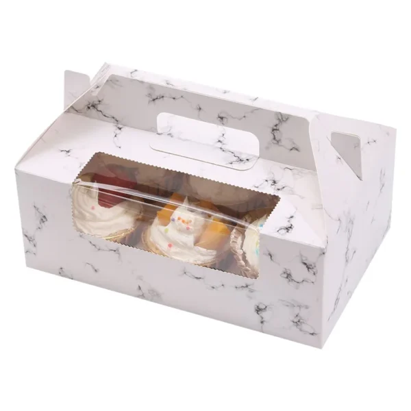 Get 10/20pcs Paper Cup Cake Box 1/2/4/6 holes Transparent Window Muffin Box White Cardboard Portable Baking Packaging Box - Image 5