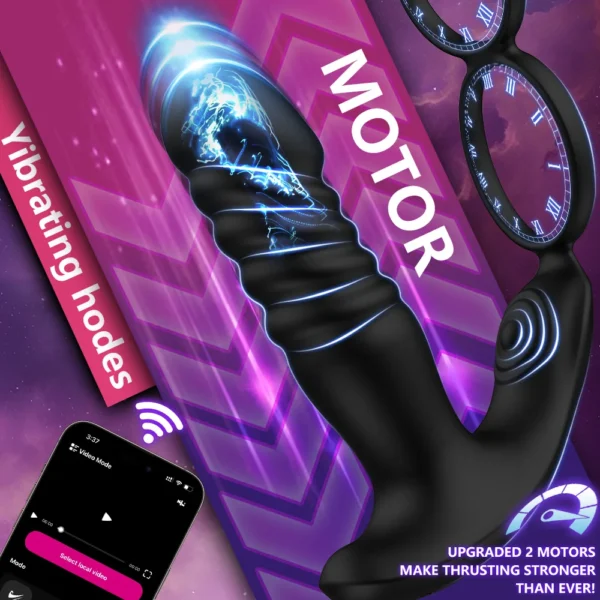 Prostate Massager for Men Male Thrusting Vibrator with APP Control Delayed Ejaculation Double Cork Ring Butt Plug Adult Sex Toy - Image 3