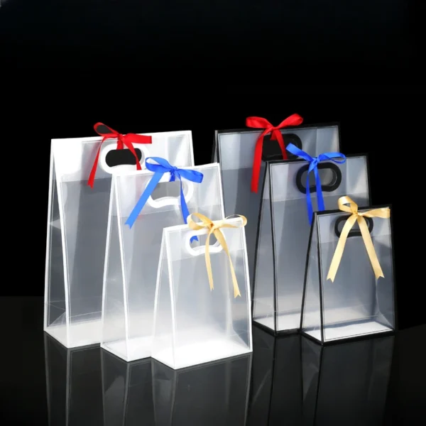 Get 10pcs Transparent Gift Bags For Wedding Birthday Baptism Party Candy Souvenir Cosmetics Package Bag Plastic Handbag Shopping Bag - Image 5