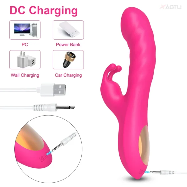 Rabbit Vibrator for Women Clitoris Stimulator Silicone G-spot Powerful 2 in 1 Dildo Female Masturbation Sex Toys Adult Goods - Image 5