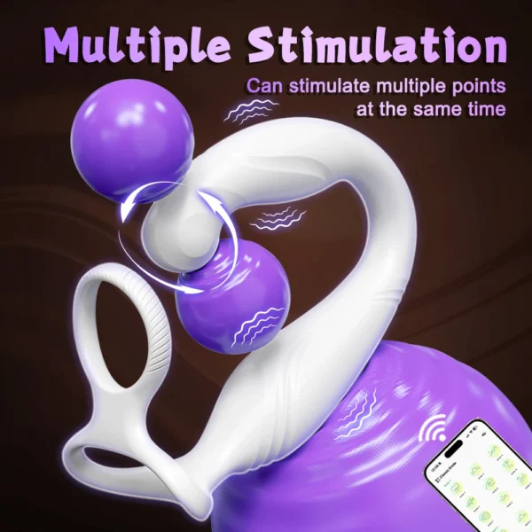 App Control Vibrator for Men Prostate Massager Dual Penis Ring Cock Rings Anal Vibrating Butt Plug Anal Sex Toy for Men - Image 5