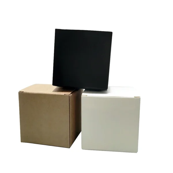 Get 20/50pcs Square Folding Kraft Paper Box Black White cardboard Box for Packaging Candle Gift Box For wedding Party favor candy - Image 2