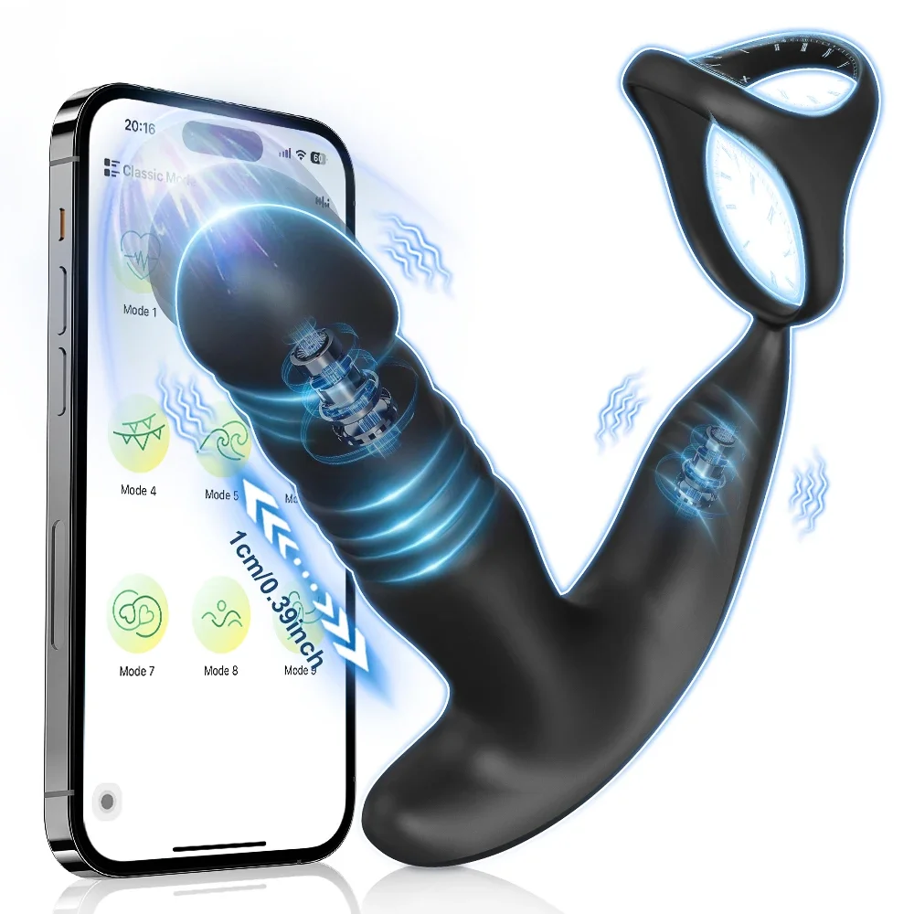 kf-S8f6d3e8787564ac78e349999366479fbh Male Thrusting Vibartor Prostate Massager APP Control Vibrator for Men Delayed Ejaculation Cork Ring Butt Plug Sex Toy for Adult - Image 1