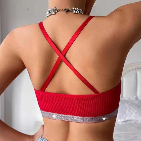 1pcs Cross Beauty Back Sexy Women's Bras Front Closure Padless Bras Shiny Lingerie Breathable Brassiere Fashion Female Underwear - Image 2