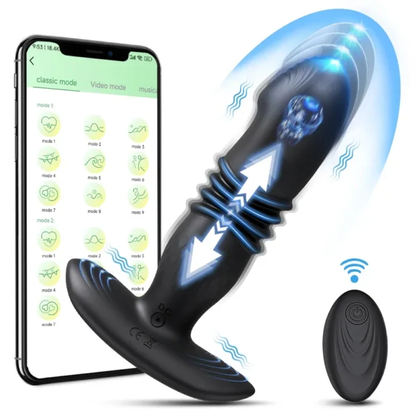 kf-S95de74d646dd4bd395bf4887d5c411d7K APP Control Vibrator Telescopic Vibrating Anal Plug Remote Control Sex Toy for Adult Anal Dildo Male Prostate Massager Anal Plug - Image 1