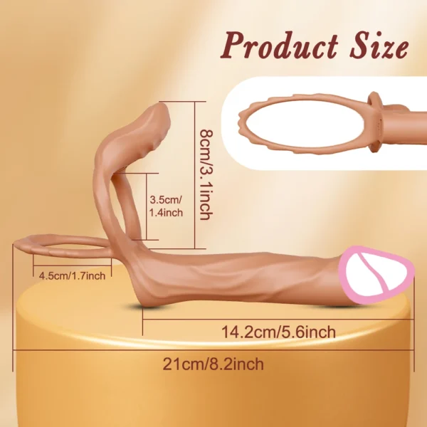 Double Penetration Vibrator for Couple Penis Ring Semen Cock Ring Penis Enlargement Delayed Vibrating Sex Toys for Men Adult - Image 3
