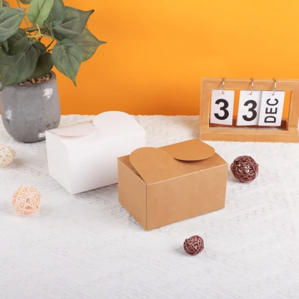 Get 10/20/50pcs White Cardboard Kraft Paper Box Candy Packaging Box Biscuits Pastries Baking Packaging Gift Box - Image 2