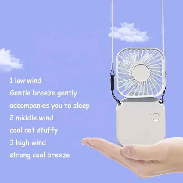 Mini Folding Hanging Neck Fan Foldable Hanging Neck Fan Mini Folding Personal Fan, 3 Speeds USB Charging For Travel Indoor And O - Image 3