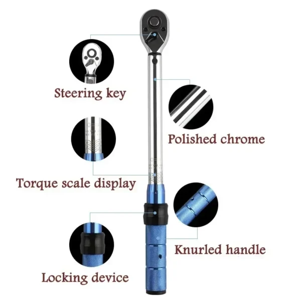 10-60N.m Torque Wrench 3/8 Inch Square Drive Torques Key ±3% High Precision Torque Wrench Professional Bicycle Automotive Tool - Image 4