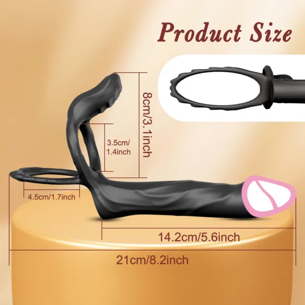 Double Penetration Vibrator for Men with Vibrating Cock Ring Strap on Penis Vagina Massage G Spot Dildo Sex Toys for Couples 18+ - Image 2