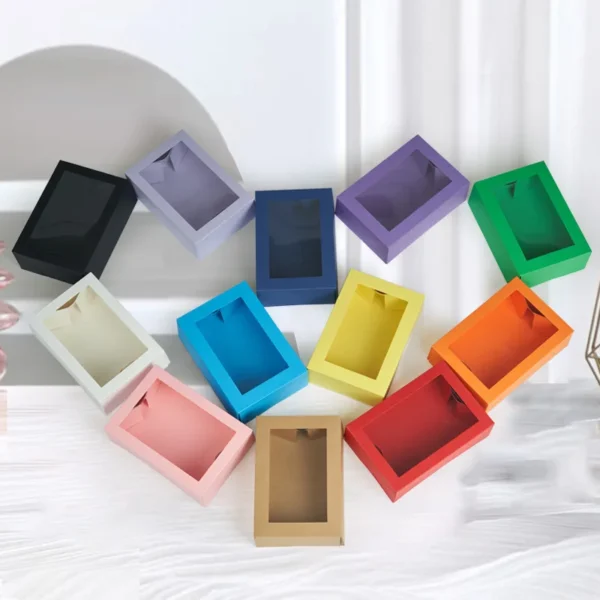 Get Transparent Window Gift Box 10pcs Candy Makeup Jewelry Storage Colorful Box Macaron Dessert Packaging Box - Image 3