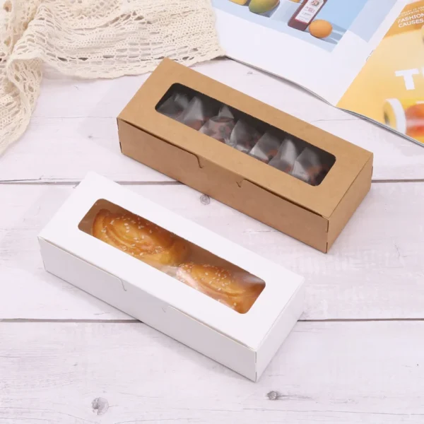 Get 10/20/50pcs Rectangle Transparent Window Packaging Box Candy Dessert Baking Cake Box For Wedding Birthday Baptism Party Gift Box - Image 2