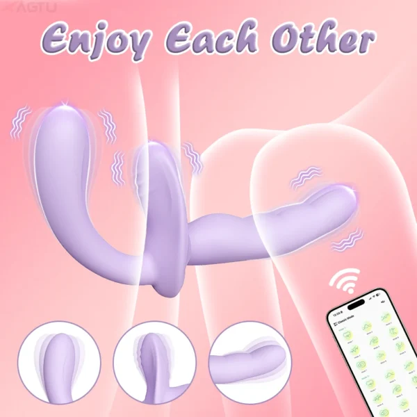 APP Control Double-Ended Vibrator for Women G-Spot Dildo Penis Removable Vagina Vibrating Adult Sex Toys for Lesbian Couples - Image 2