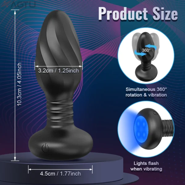 APP Control Rotation Butt Plug for Men Women Wiggle Anal Vibrator Gay Anal Plug with LED Adult Sex Toy for Couples Sex Supplies - Image 4