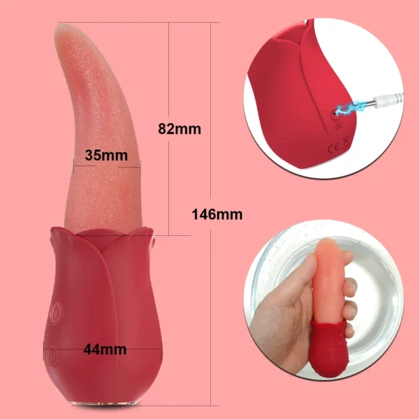 Realistic Licking Tongue Rose Vibrator for Women Nipples Clitoral Stimulation Vibrators Sex Toys for Adult Female Couples 18+ - Image 5