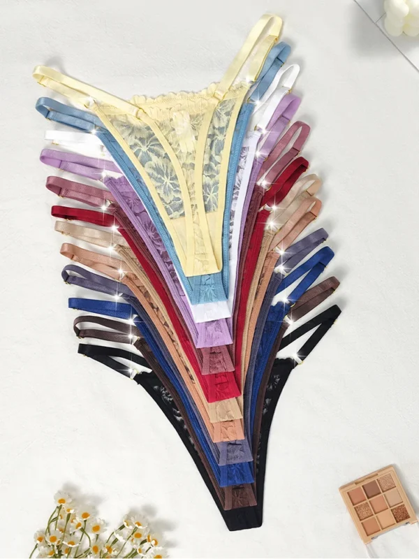 12pcs/Set Low Rise Sexy Women's G-string Breathable Comfortable Female Lingerie Erotic Elegant Lady Thongs Underwear Panties - Image 4