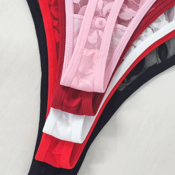 5pcs/pack Low Rise Sexy Lace Women G-string Solid Elegant Floral Panties Sexy Lingerie Comfortable Lady Thongs New Underwear - Image 6