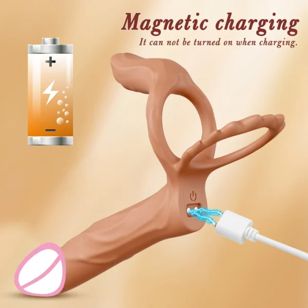Double Penetration Vibrator for Couple Penis Ring Semen Cock Ring Penis Enlargement Delayed Vibrating Sex Toys for Men Adult - Image 5
