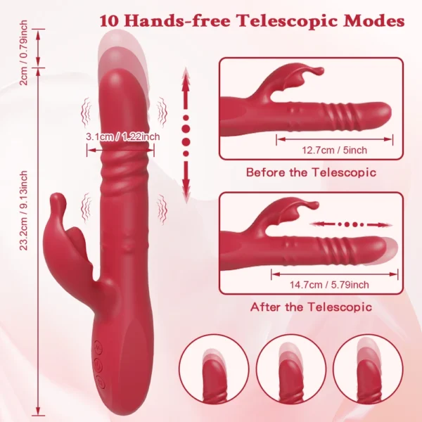 Rabbit Thrusting Vibrator for Women Powerful G-Spot Dildo Vibrating Rotating Beaded Clit Stimulator Female Masturbator Sex Toys - Image 4