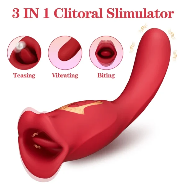 Tongue Licking Biting Vibrator for Women Oral Clitoris Nipple Anal Stimulator Vagina Massage Female Masturbator Adult Sex Toy - Image 2