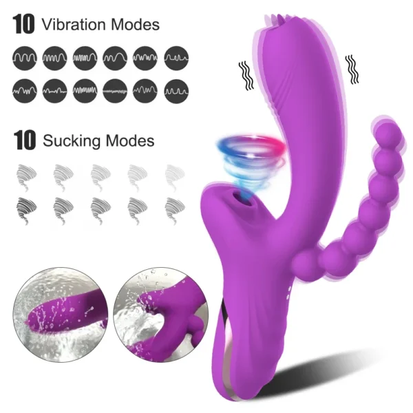 3 in 1 Clit Sucker Dildo Vibrator for Women Clitoris G Spot Tongue Licking Vacuum Stimulator Adult Goods for Female Sex Toys - Image 2