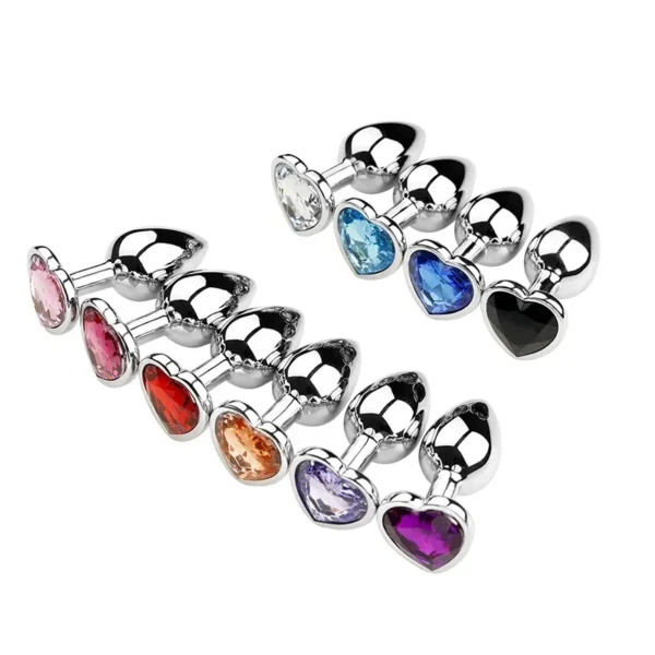 Stainless Steel Anal Plug Heart Shape 3 Sizes Crystal Anal Plug Removable Butt Plug Stimulator Anal Sex Toys Prostate Massager - Image 2