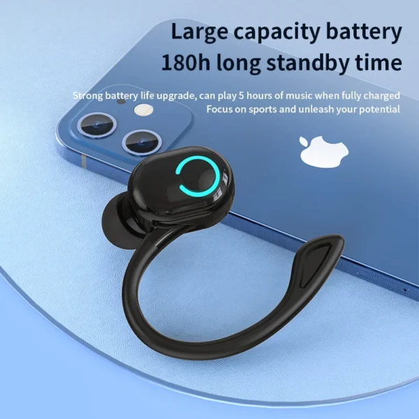 Bluetooth 5.2 Business Wireless Headphone Ear-Hook Mini HIFI Bass Noise Cancelling Earphone With Mic Sport Game Headset - Image 3