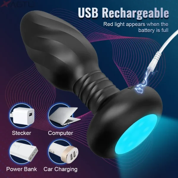 APP Control Rotation Vibrating Butt Plug for Men Women Wiggle Anal Vibrator Gay Anal Plug with LED Adult Sex Toy for Couples - Image 4