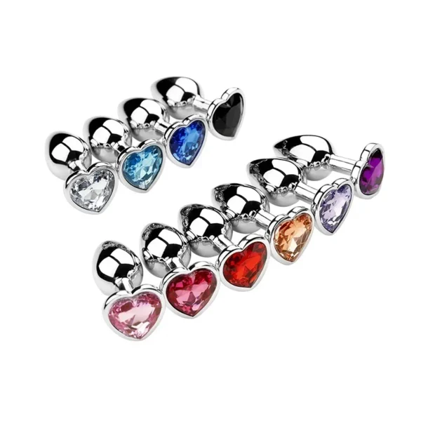 Stainless Steel Anal Plug Heart Shape 3 Sizes Crystal Anal Plug Removable Butt Plug Stimulator Anal Sex Toys Prostate Massager - Image 3