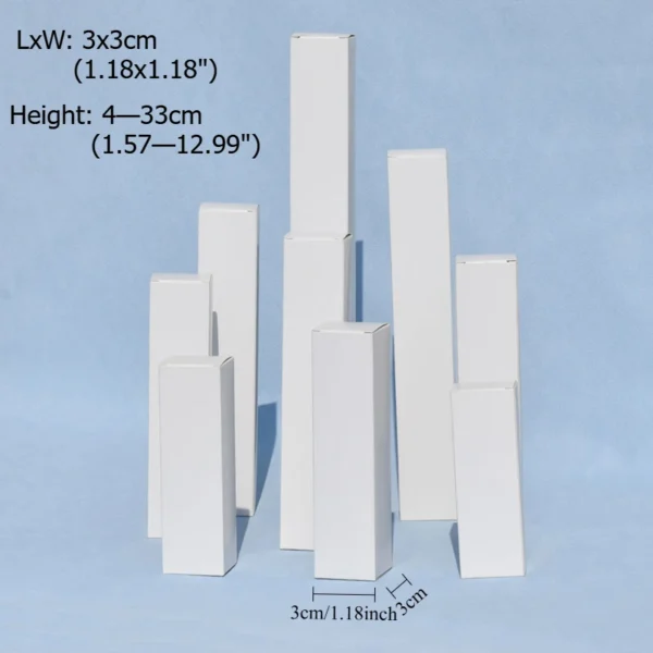 Get 50pc 3x3cm 4-33cm High White Kraft Gift Boxes Long Blank Paper Boxes in Stock Cosmetic Candles Jewelry Cardboard Packaging Boxes - Image 2